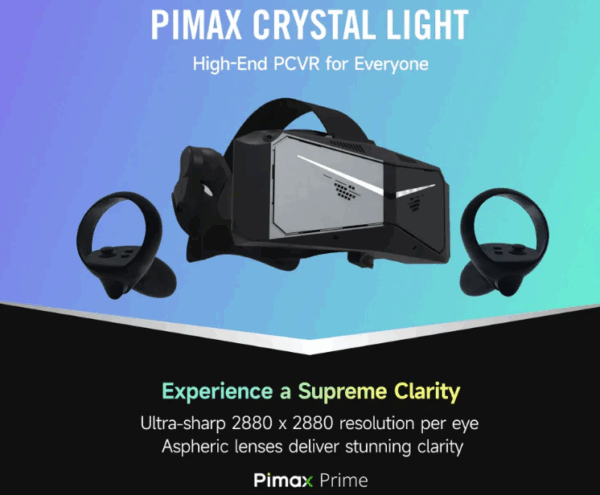 Lente VR Pimax Crystal Light con 2 controles